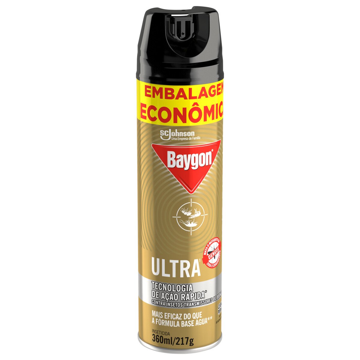 image-Poderoso para resolver seus problemas com insetos, Baygon Ultra age rapidamente, matando também o mosquito que pode transmitir a Dengue, o Zika Vírus e a Febre Chikungunya.